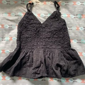 ROMWE Shirred Black Smock Cami